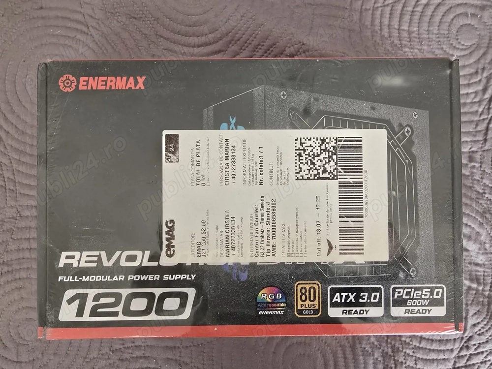 Vand sursa PC foarte performanta Enermax Revolution DFX 1200 noua