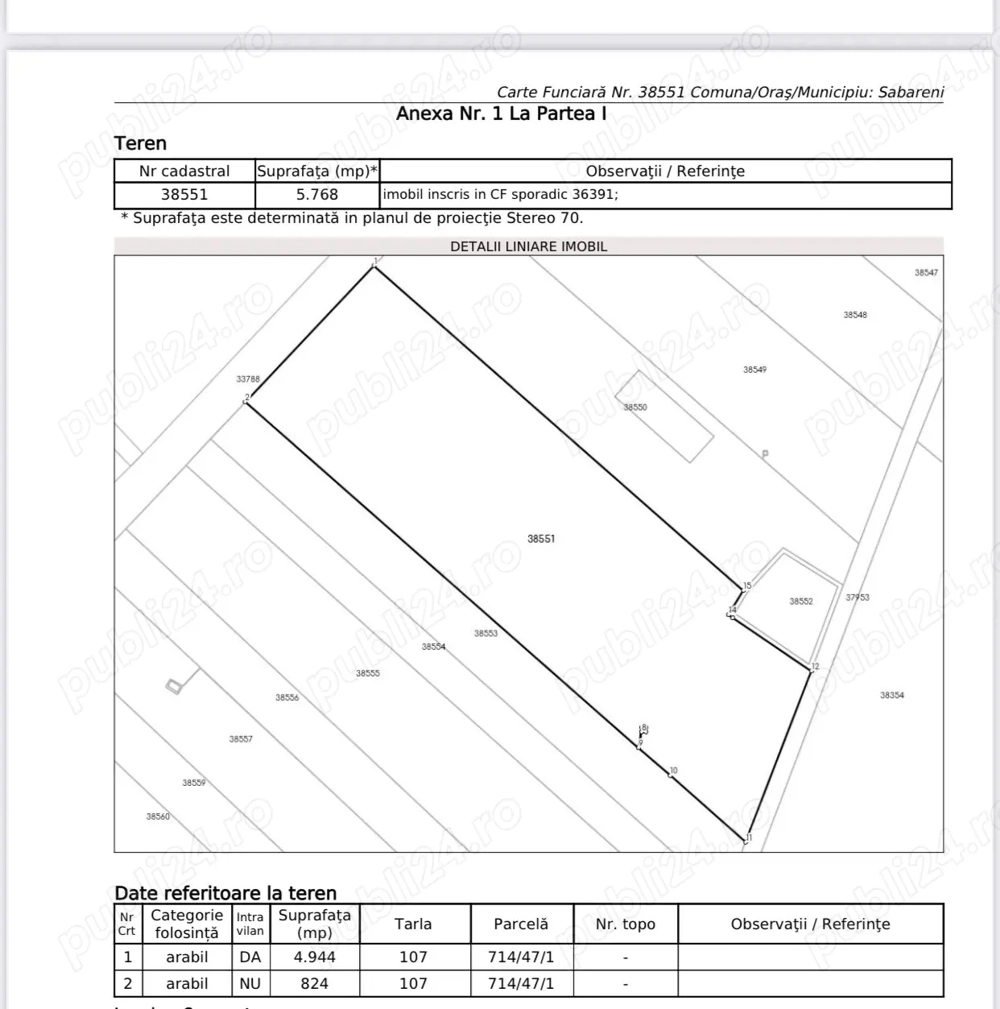 Teren intravilan Săbăreni   5.700 mp
