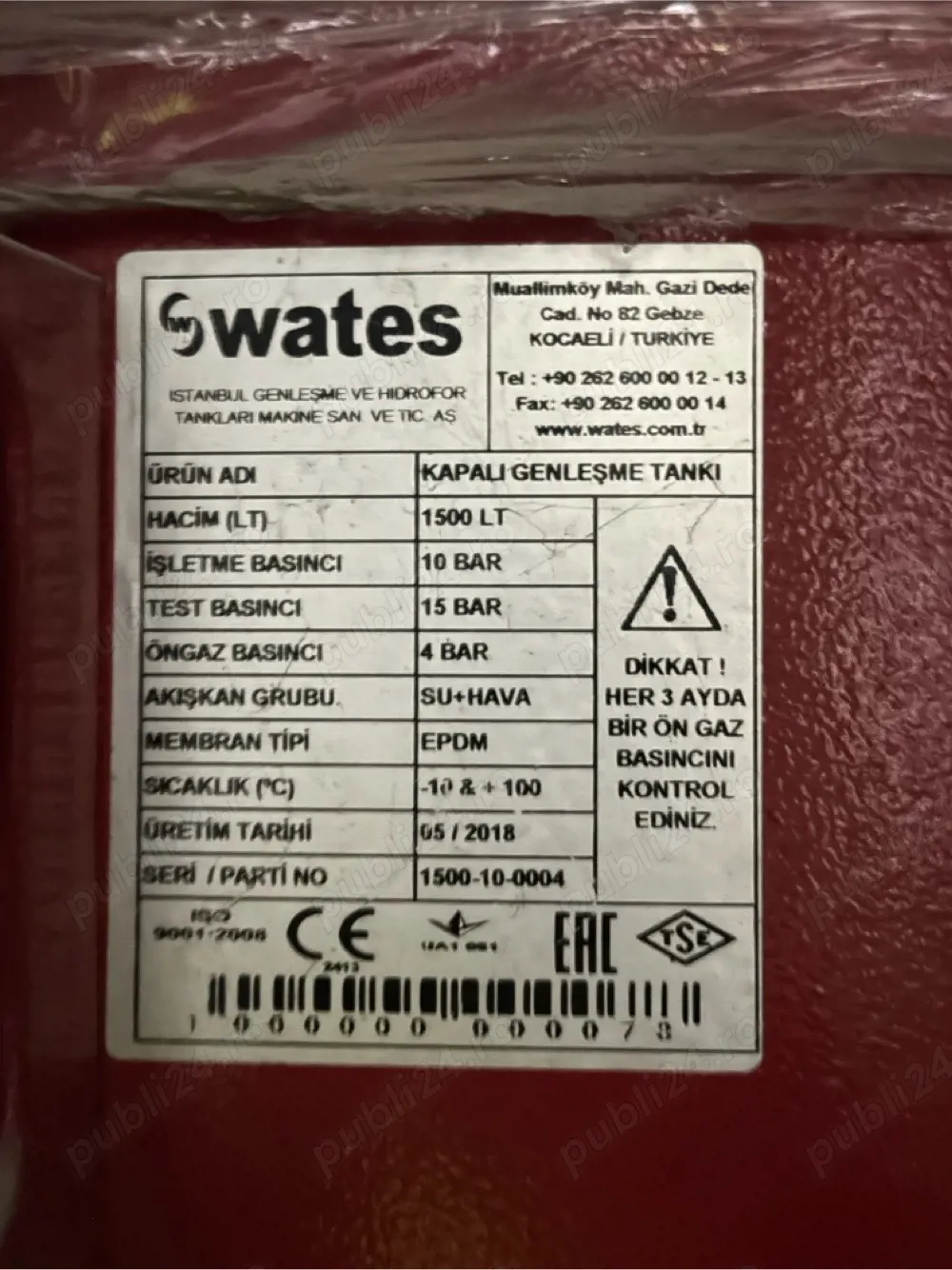 Vand vase expansiune 1500 litri