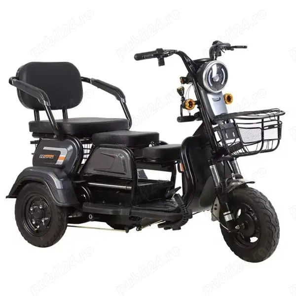 Tricicleta electrică ET025 FARA PERMIS Motor 600W, Baterie PLUMB ACID 48V20AH, AUTONOMIE 50km h