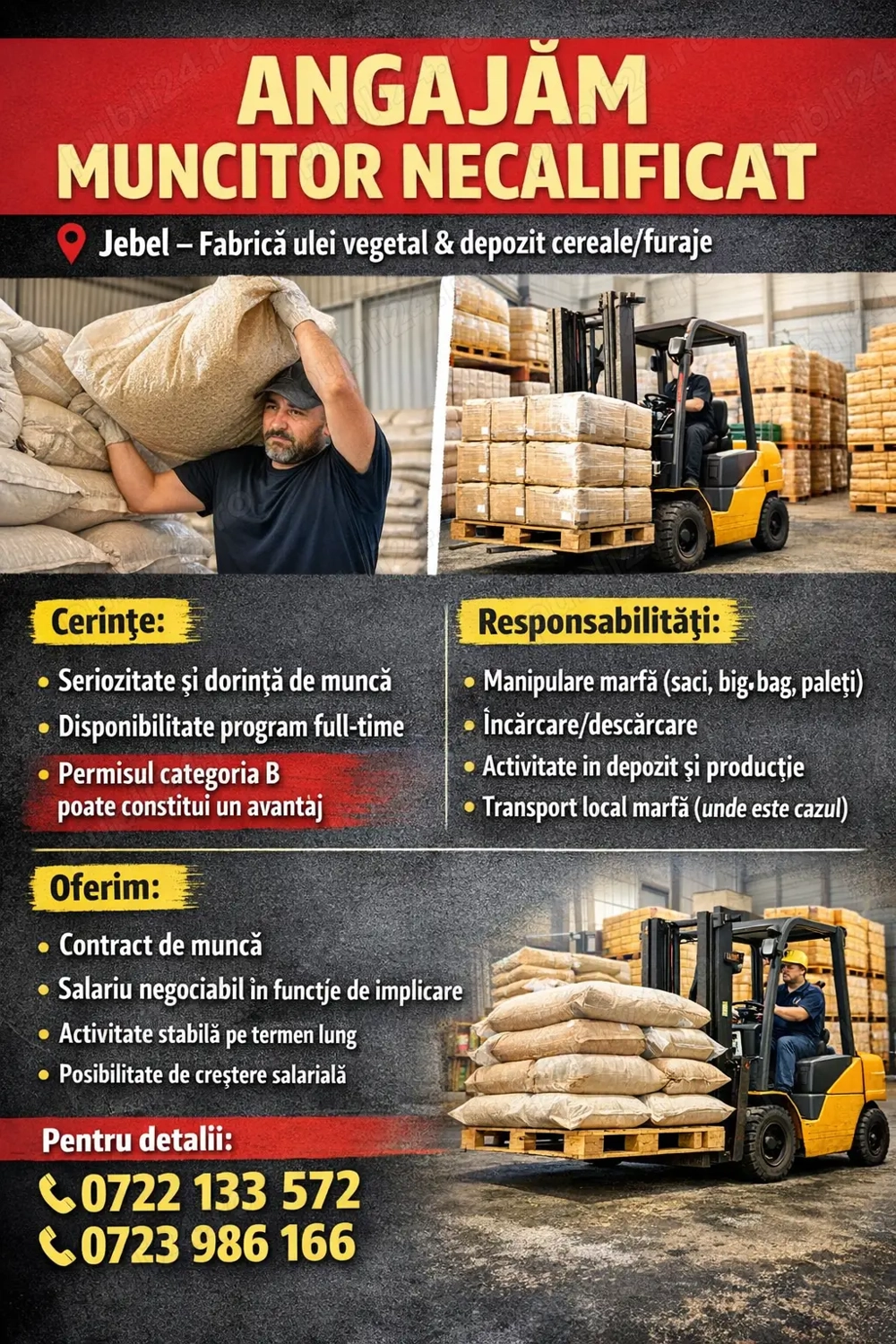 Muncitor si manipulant marfuri - Jebel, jud. Timis