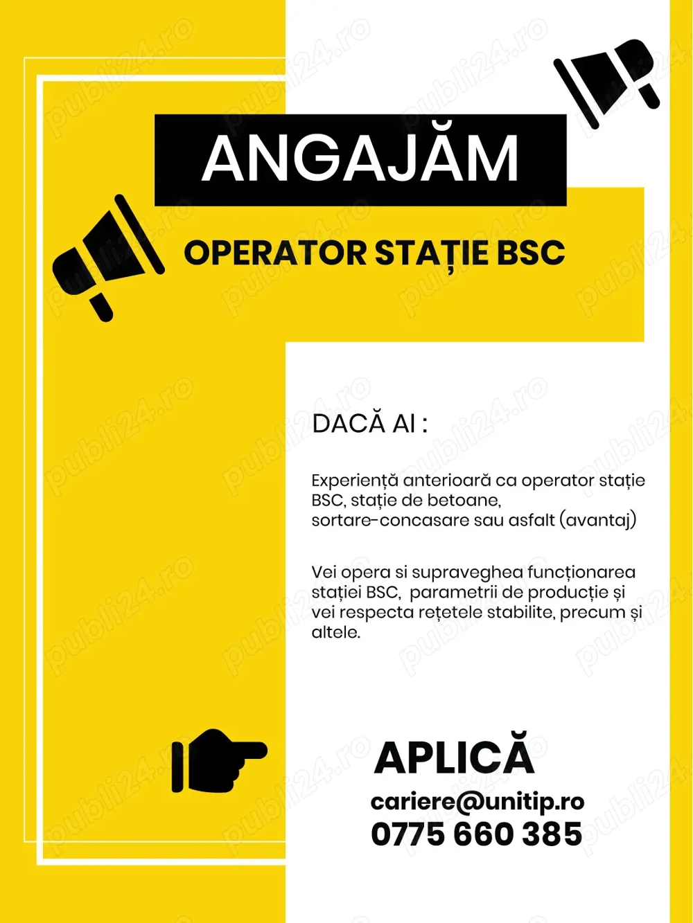 Cautam un Operator Statie BSC in Bucuresti-Ilfov 