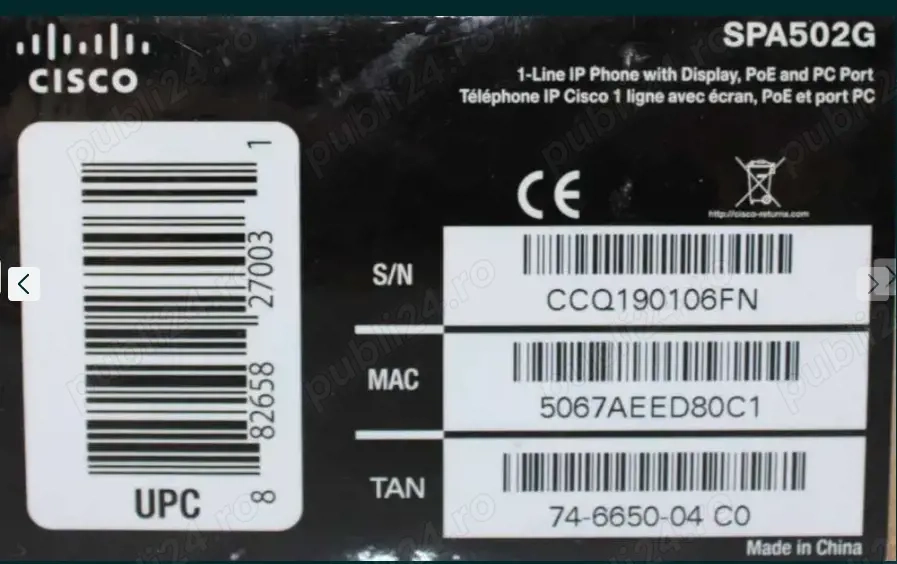 Telefon IP Cisco SPA502G nou, desigilat