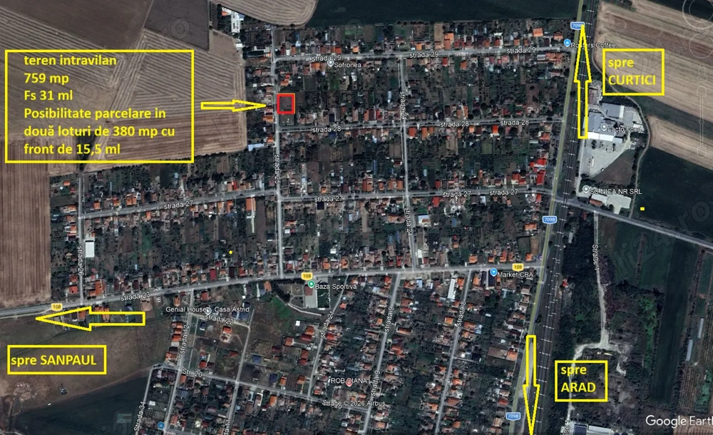 Teren intravilan 759 mp Șofronea fs.31ml,posibil parcelare in 2 loturi 