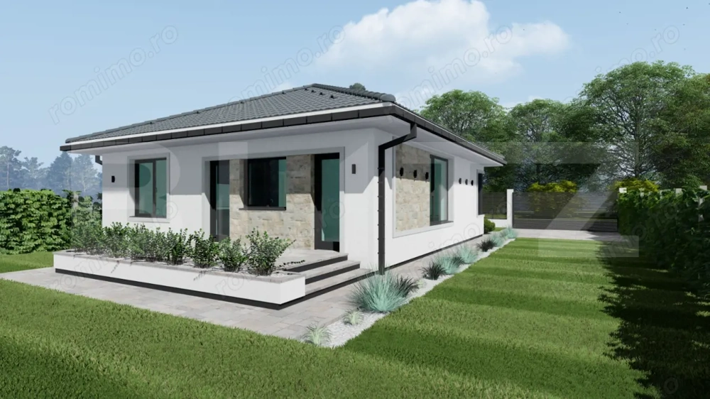 Casa individuala Santandrei cu placa de beton si gard imprejmuire la cheie