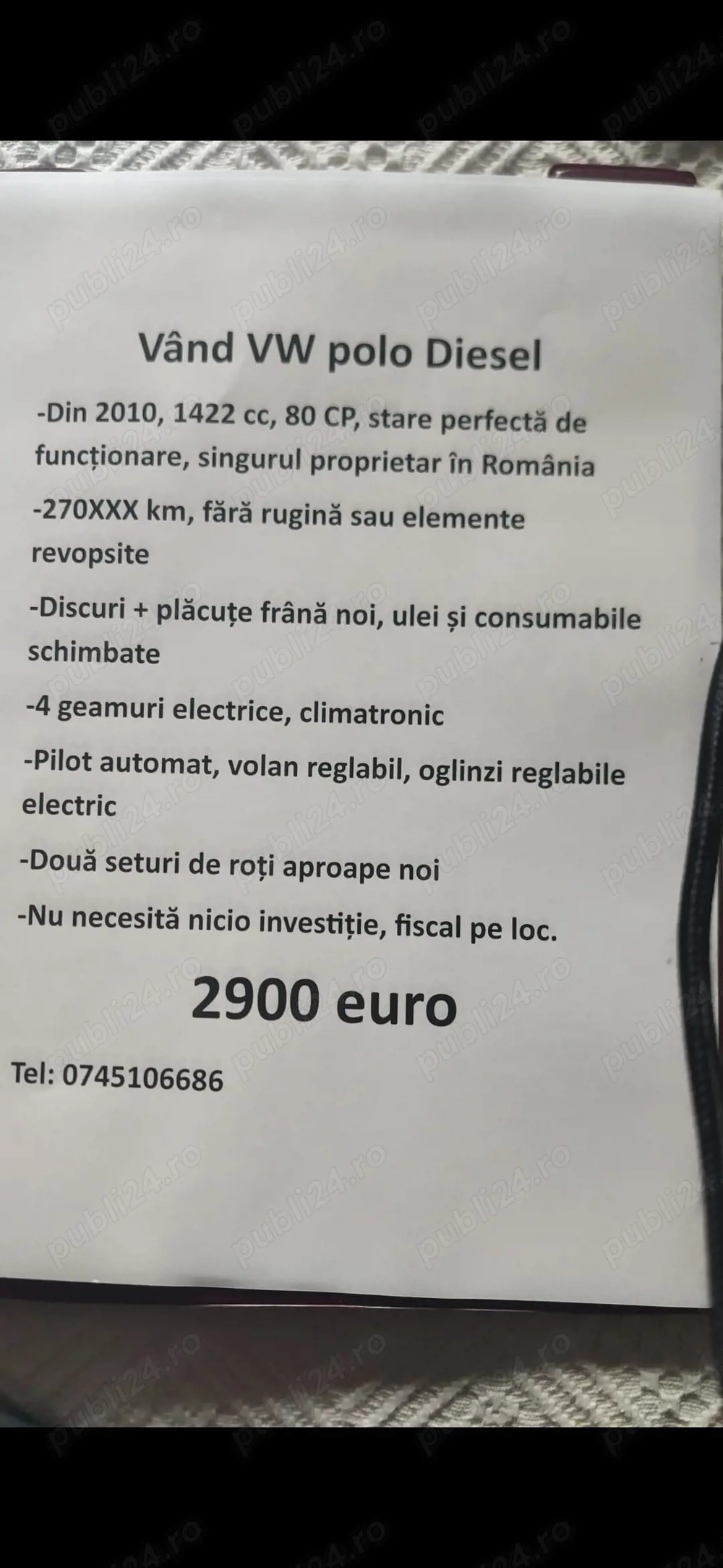 Autoturism VW polo 1,4 diesel, clima, pilot automat, 4 geamuri și oglinzi electrice și încălzite,