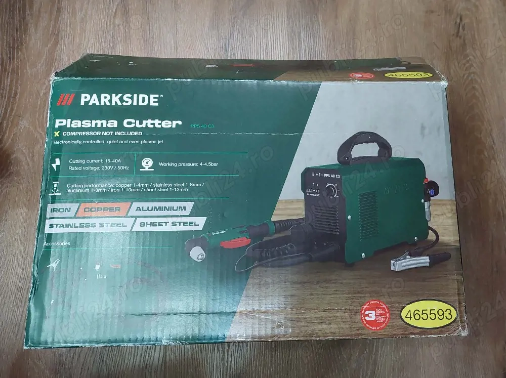 Aparat de taiat cu plasma Parkside taiere:0,1 mm-12 mm,4-4, 5 bar,Nou!