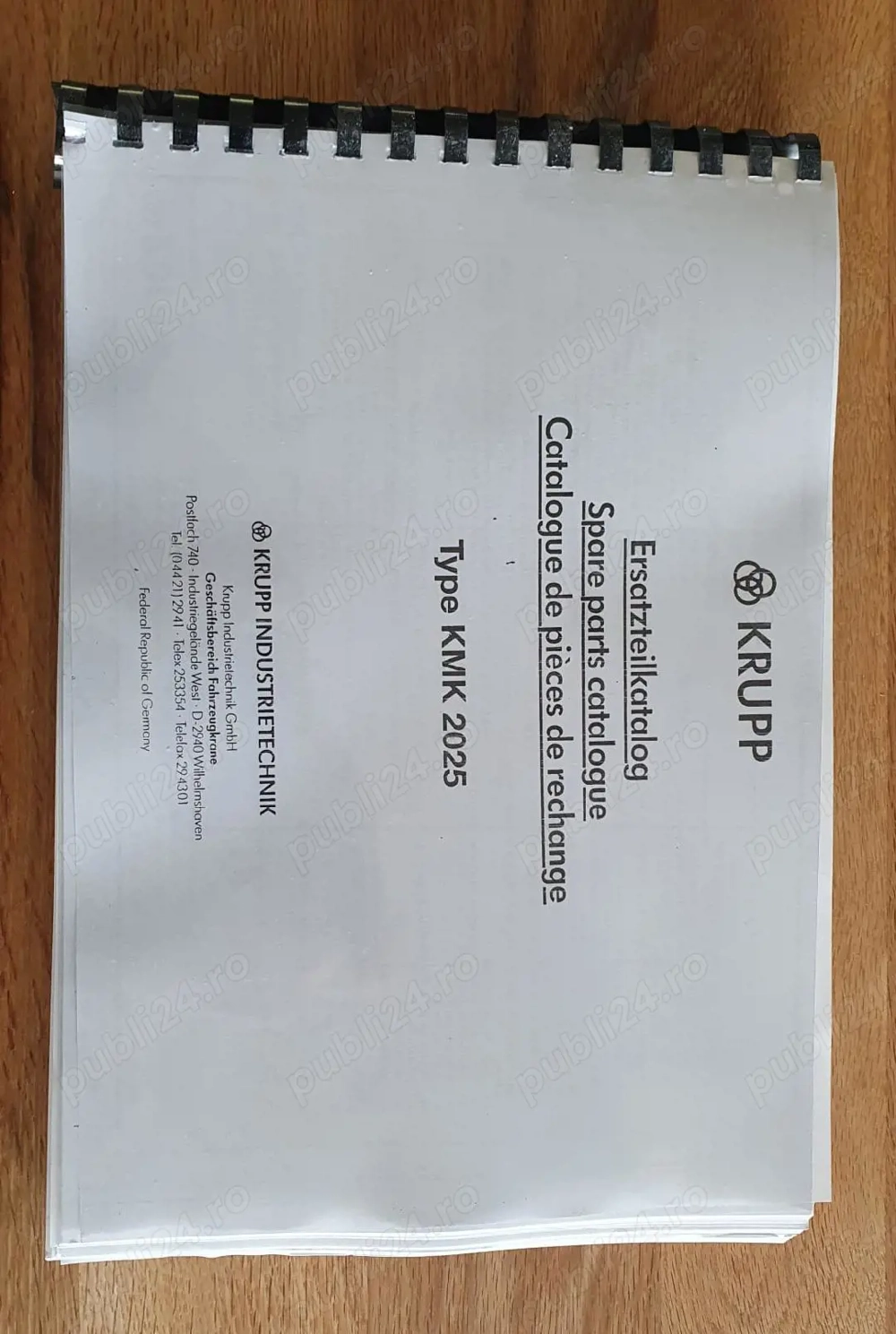 catalog piese schimb si planse sistem electric pentru automacara Krupp KMK GMT AT 2025