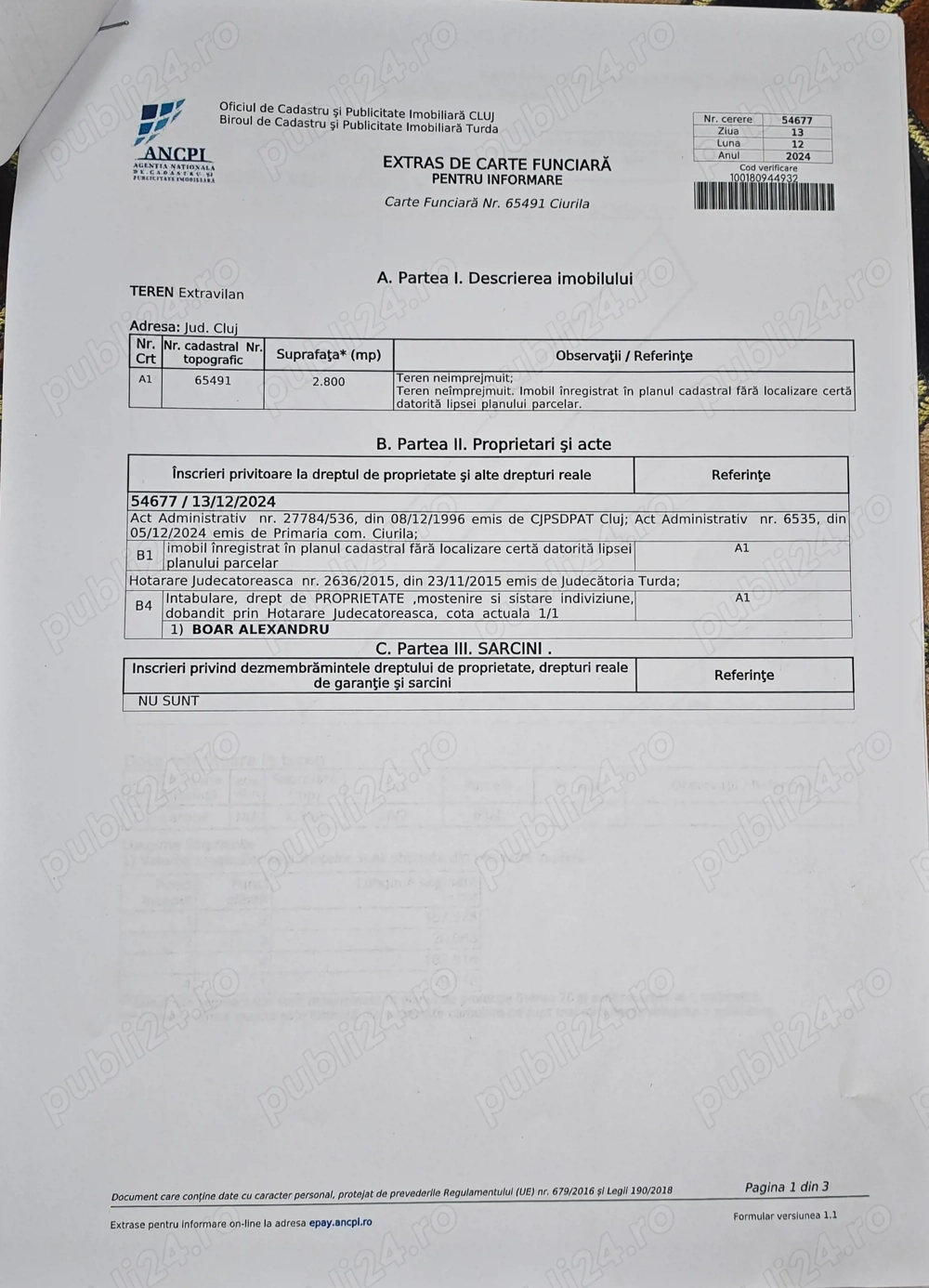 Vand teren Ciurila jud Cluj