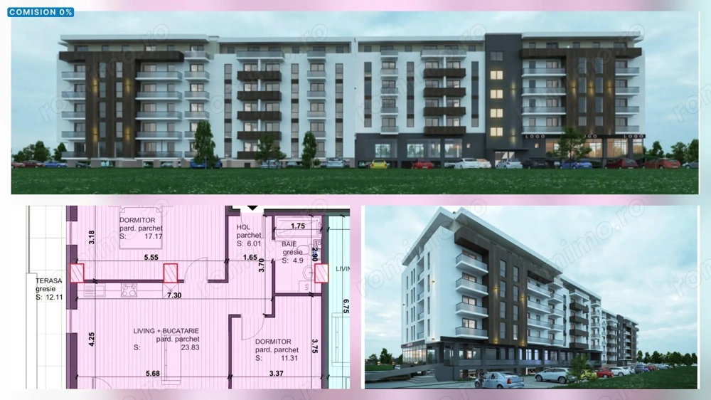 Apartament cu 3 camere, bloc nou, 2 terase Baia Mare Comision 0