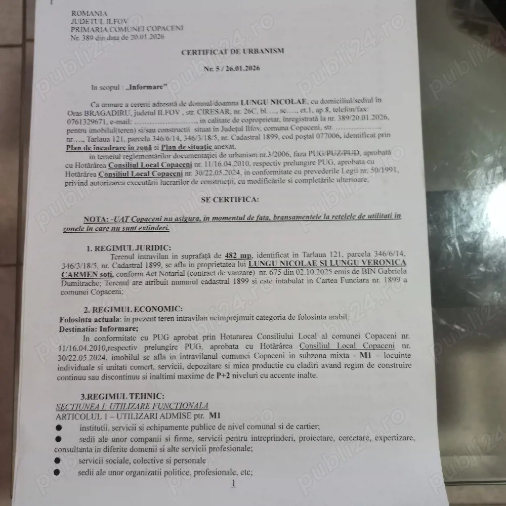 Teren Intravilan Lot C-tii 644mp Localitate Copaceni Judet Ilfov