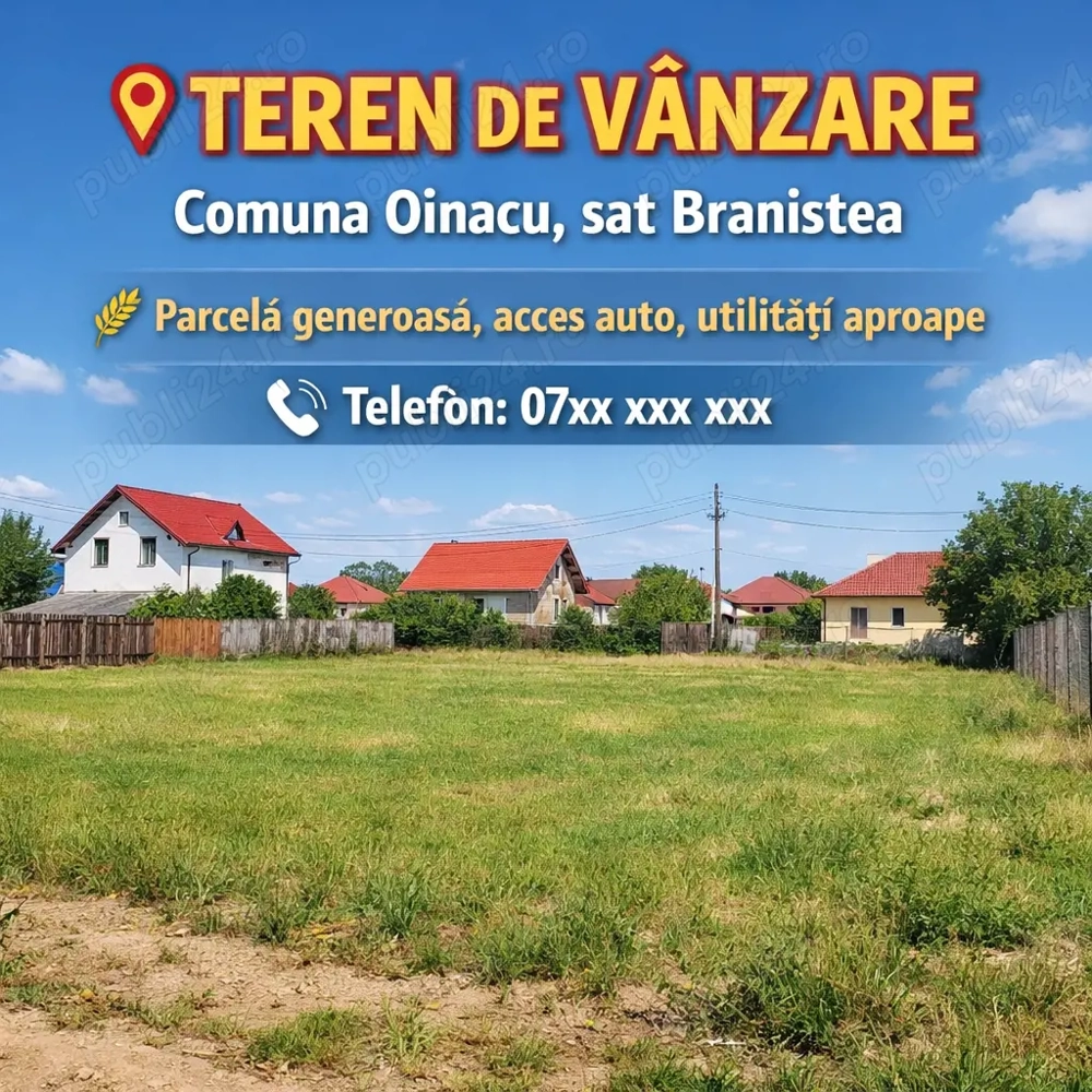 Teren de vânzare sat Braniștea, jud Giurgiu.