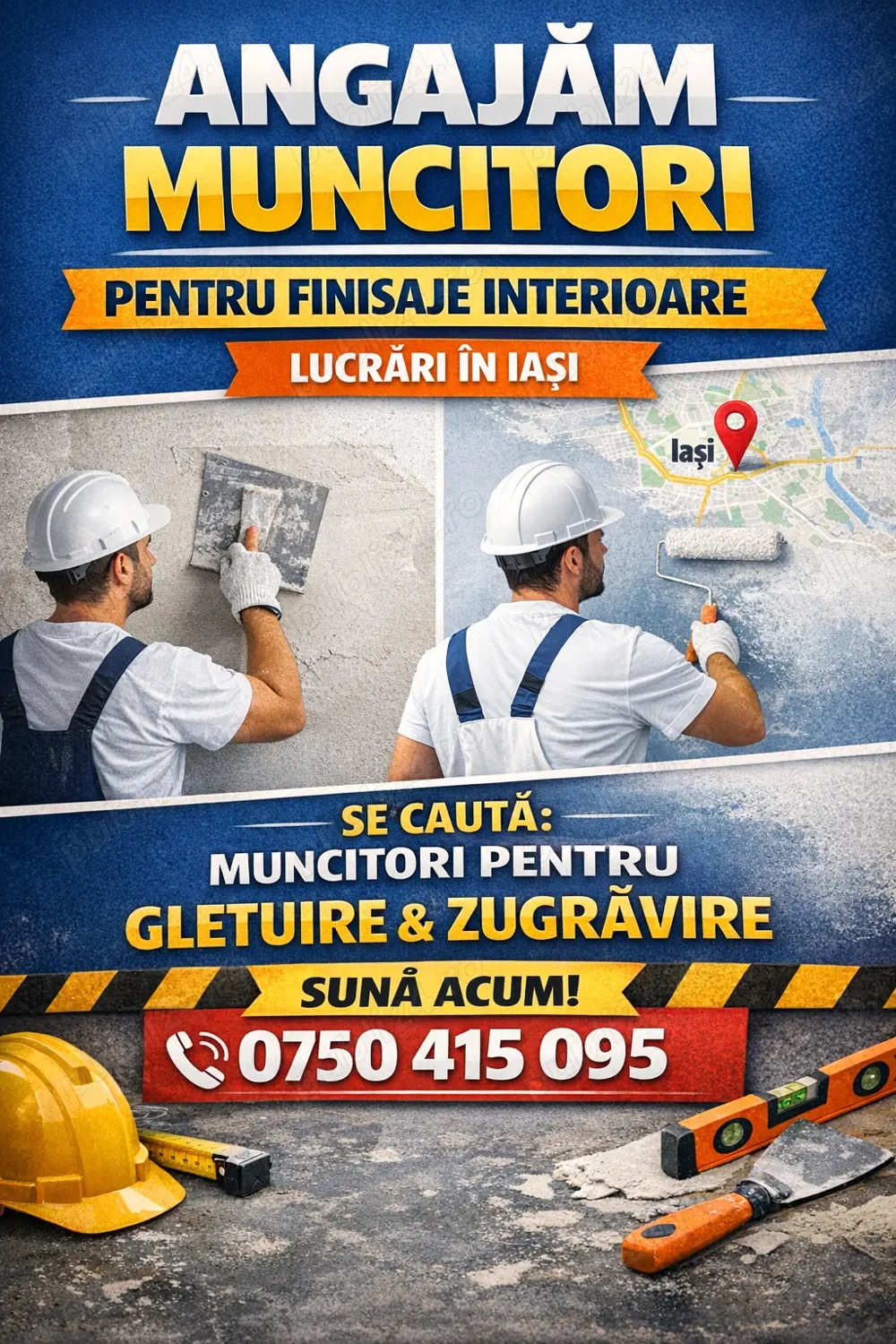 Angajăm muncitori - construcții - glet - IAȘI