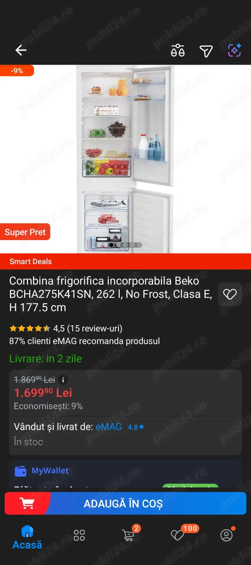 Combina frigorifică incorporabila BEKO BCHA275E41SN