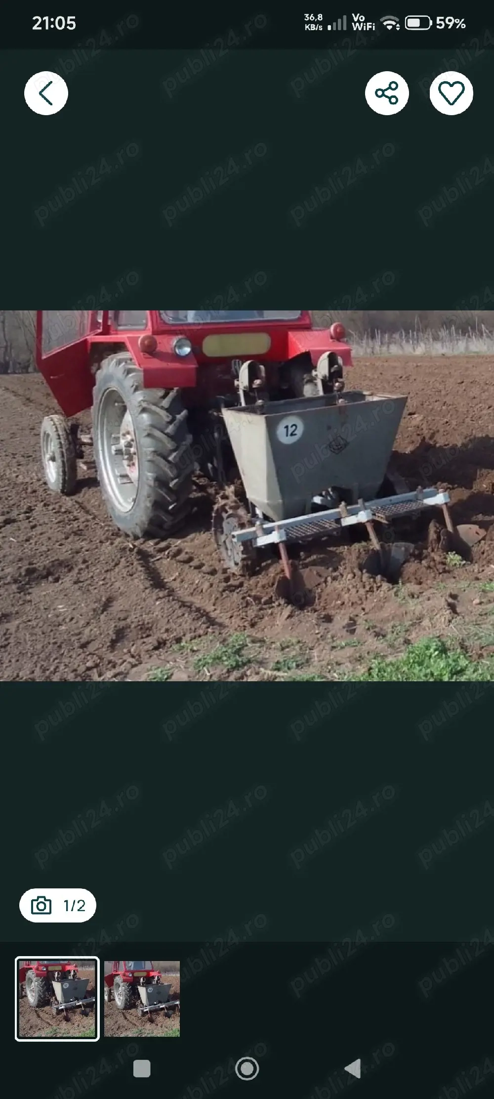 Masina plantat cartofi pe 2 randuri