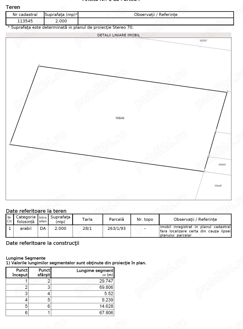 Teren intravilan 2000 mp   Sat. Negrea, 15 E mp.