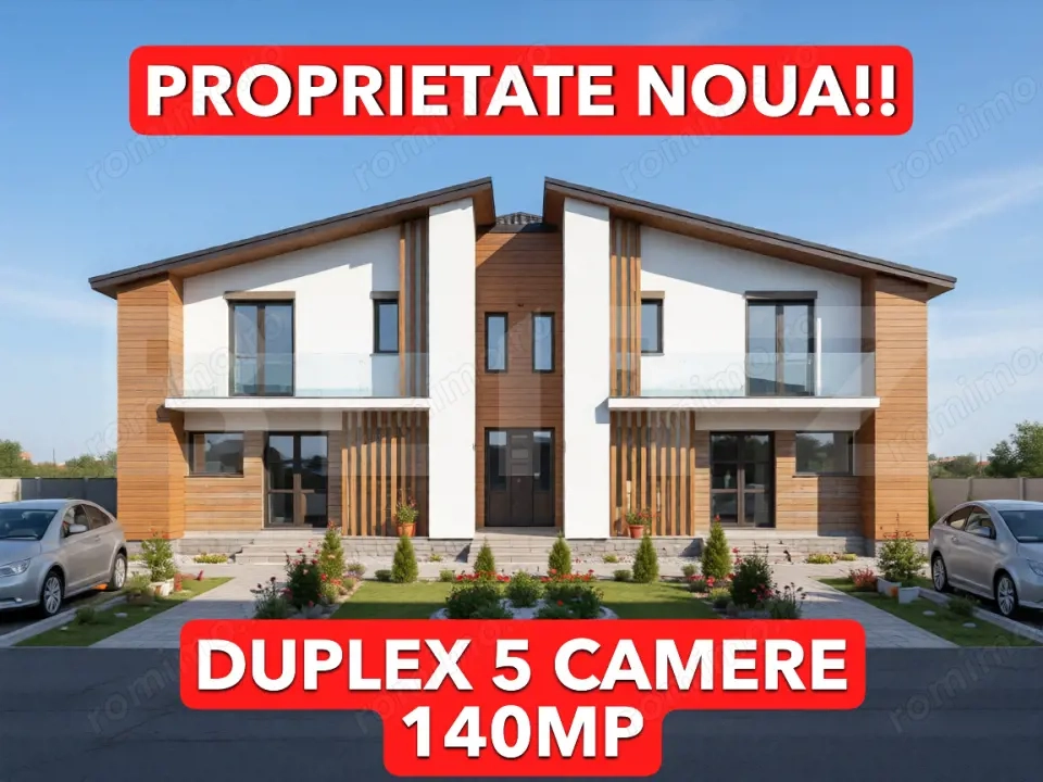 Duplex 4 camere 140 mp utili, 250 mp teren, Moșnița Nouă