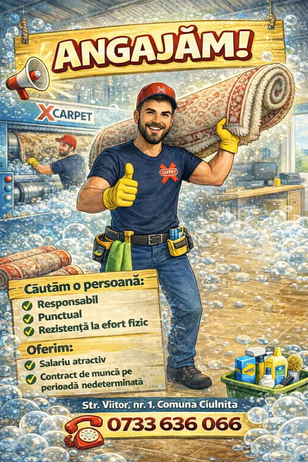 Ne mărim echipă - Spălătorie de covoare