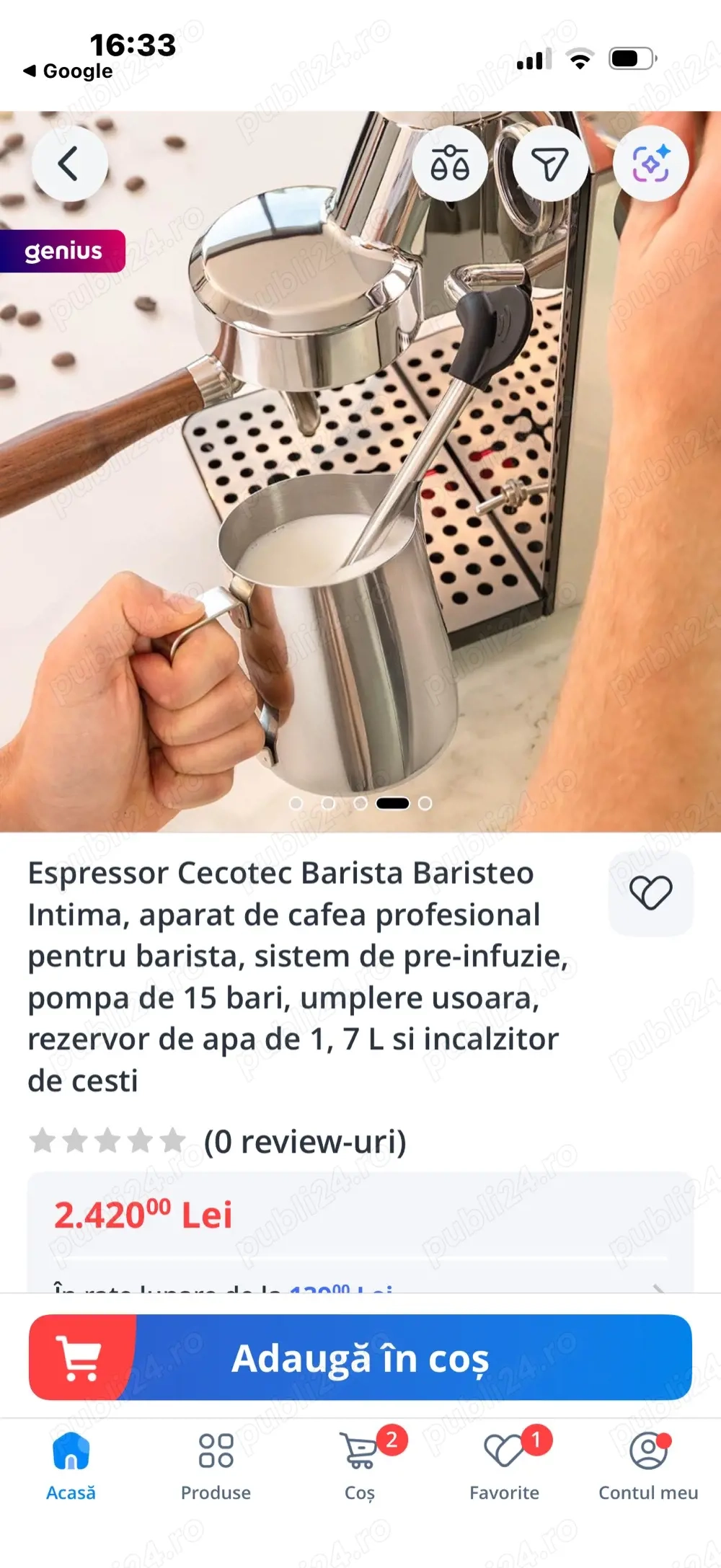 espressor CeCotec Barista