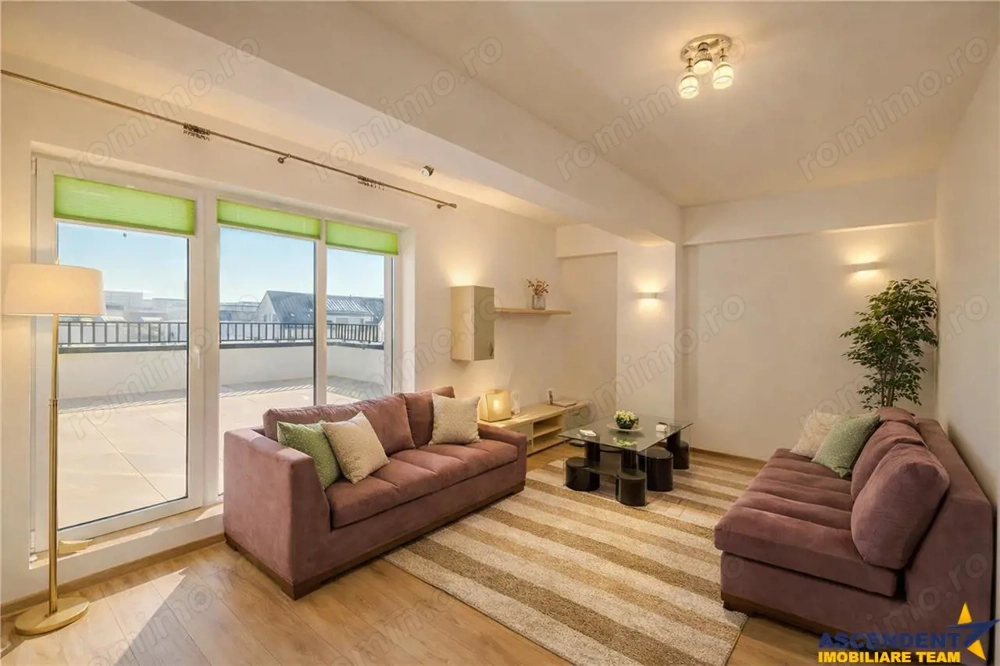Apartament 2 camere,tip penthouse,mobilat, utilat,2 terase,100mp,Tractorul,Brasov.