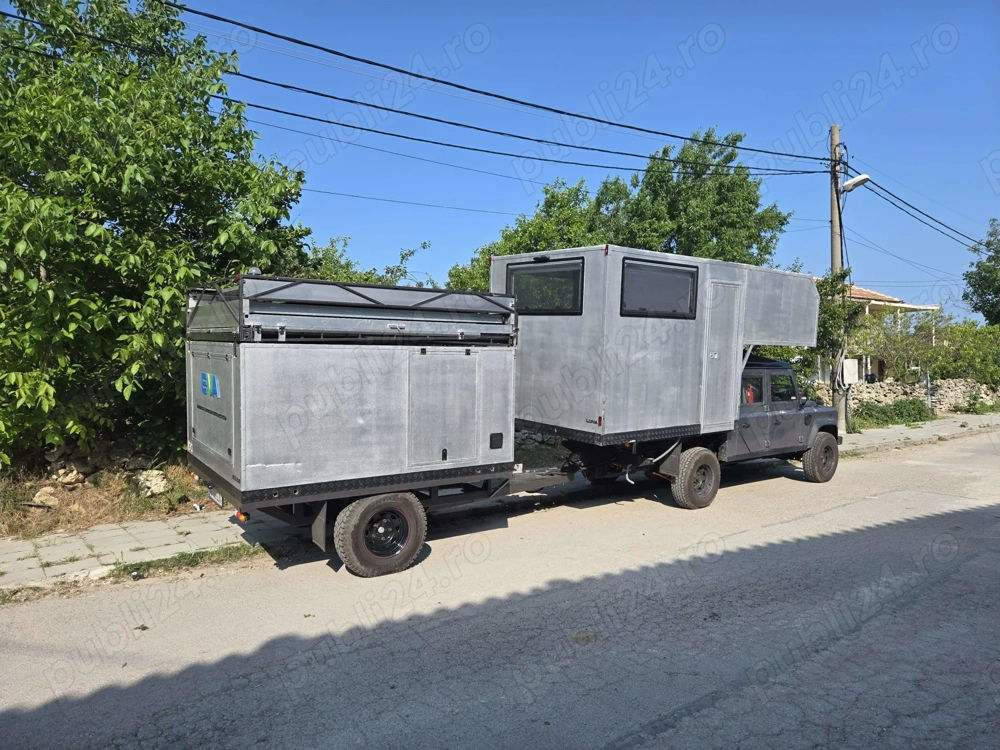 Camper living box, Land Rover defender 130 electric and solar trailer