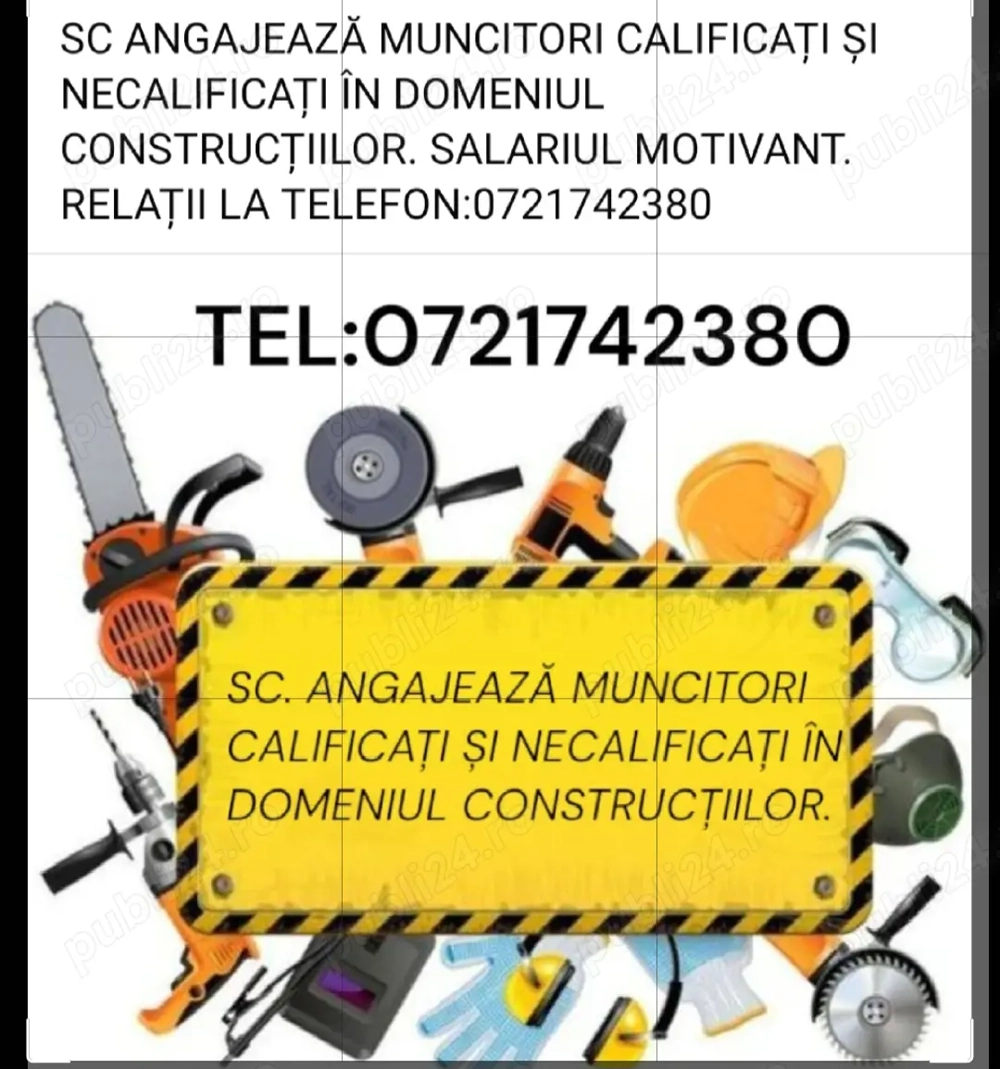 Sc angajează muncitori calificați și necalificați în domeniul construcțiilor 