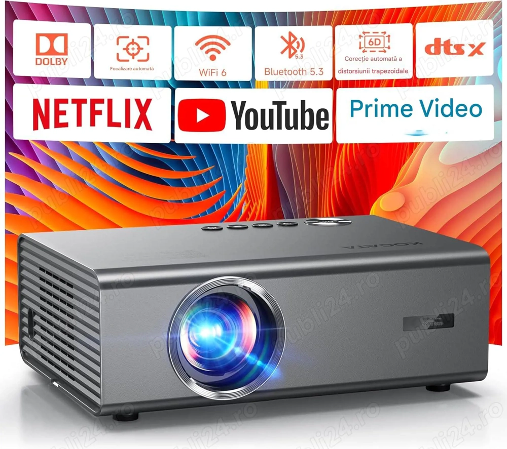Video proiector inteligent cu aplicatie Netflix integrata, sunet de tip cinema si HDR, focalizare au