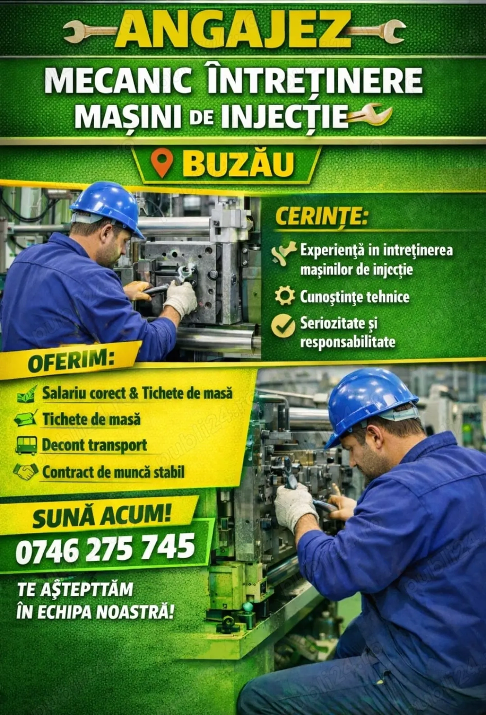 Mecanic Întretinere Masini Injectie- fabrica