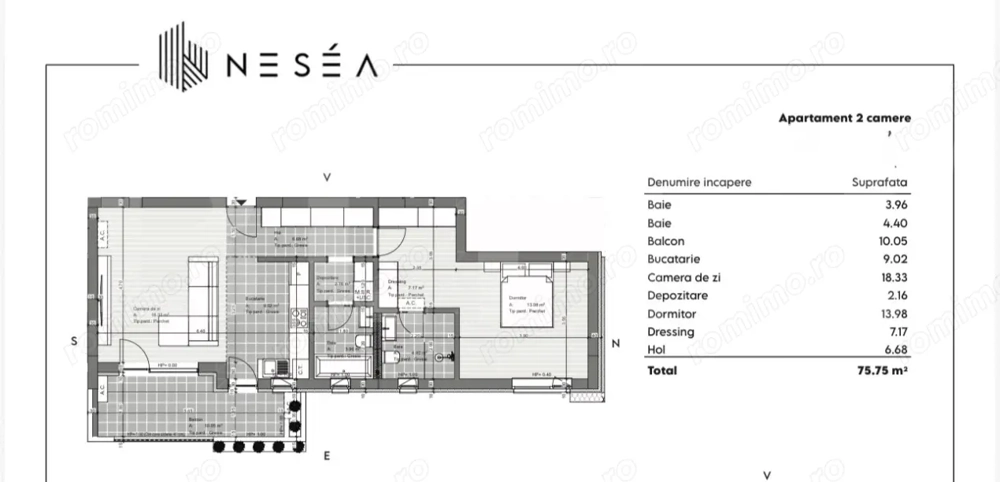 Apartament 2 camere, 75 mp, zona Valea Rosie - Neséa Residence