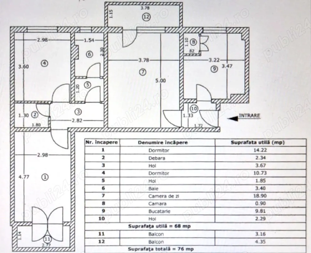 Proprietar 3 camere + boxa TRIVALE 