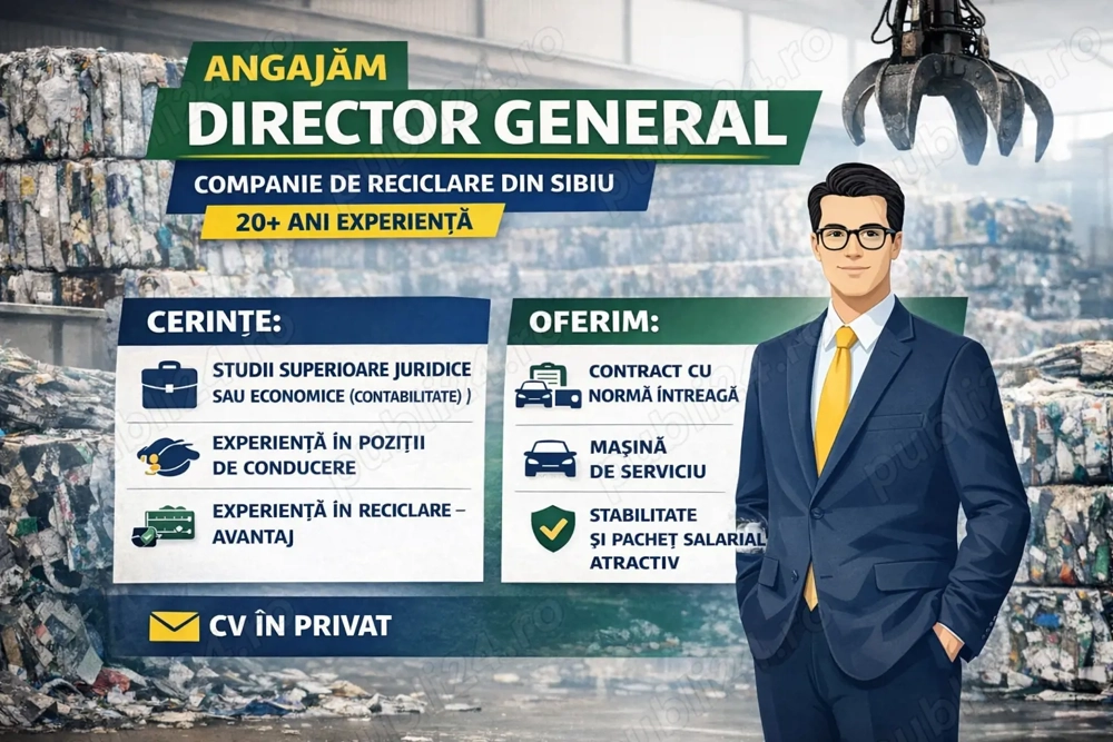 Societate comercială angajează DIRECTOR GENERAL