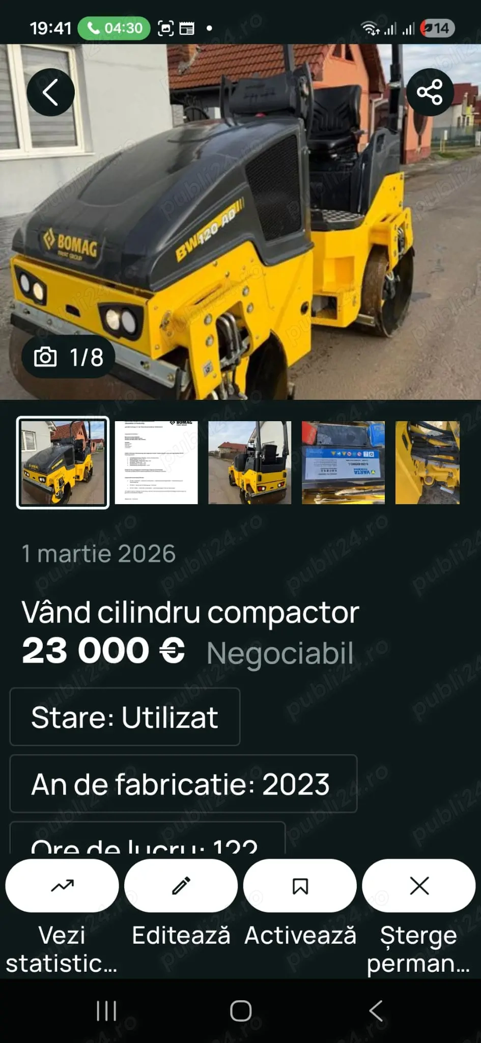 Vând cilindru compactor Bomag