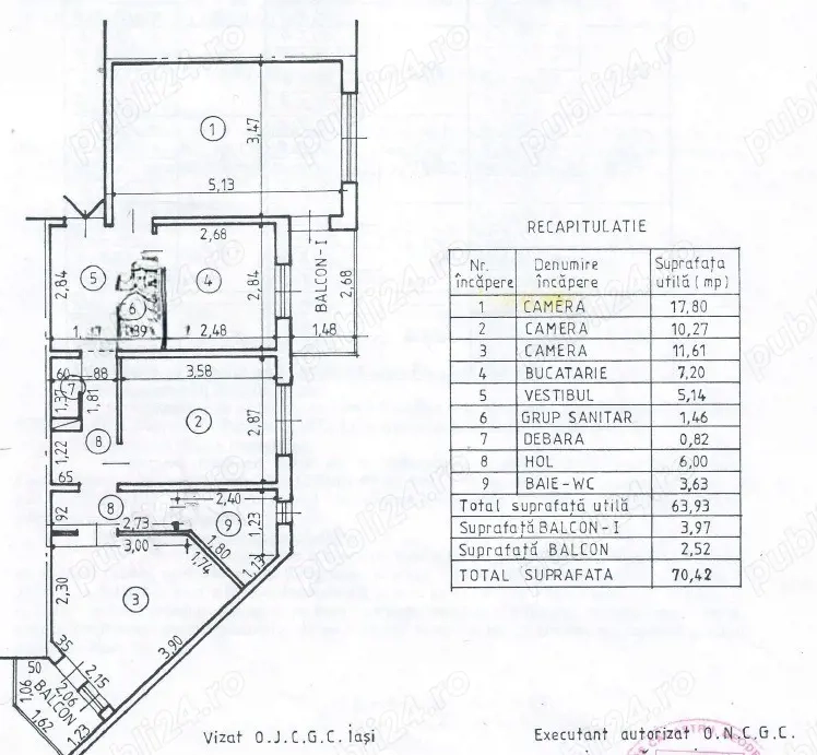 Spre vanzare apartament cu 3 camere   71 m.p.- Nicolina 2, Iaşi
