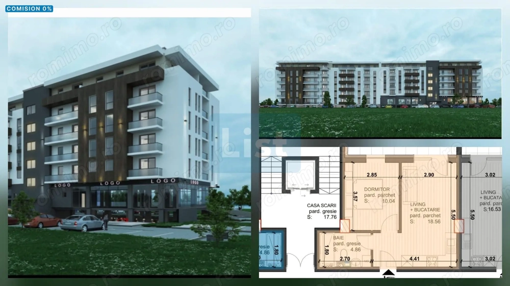 Apartament de vanzare, 2 camere, bloc nou cu lift Comision 0 