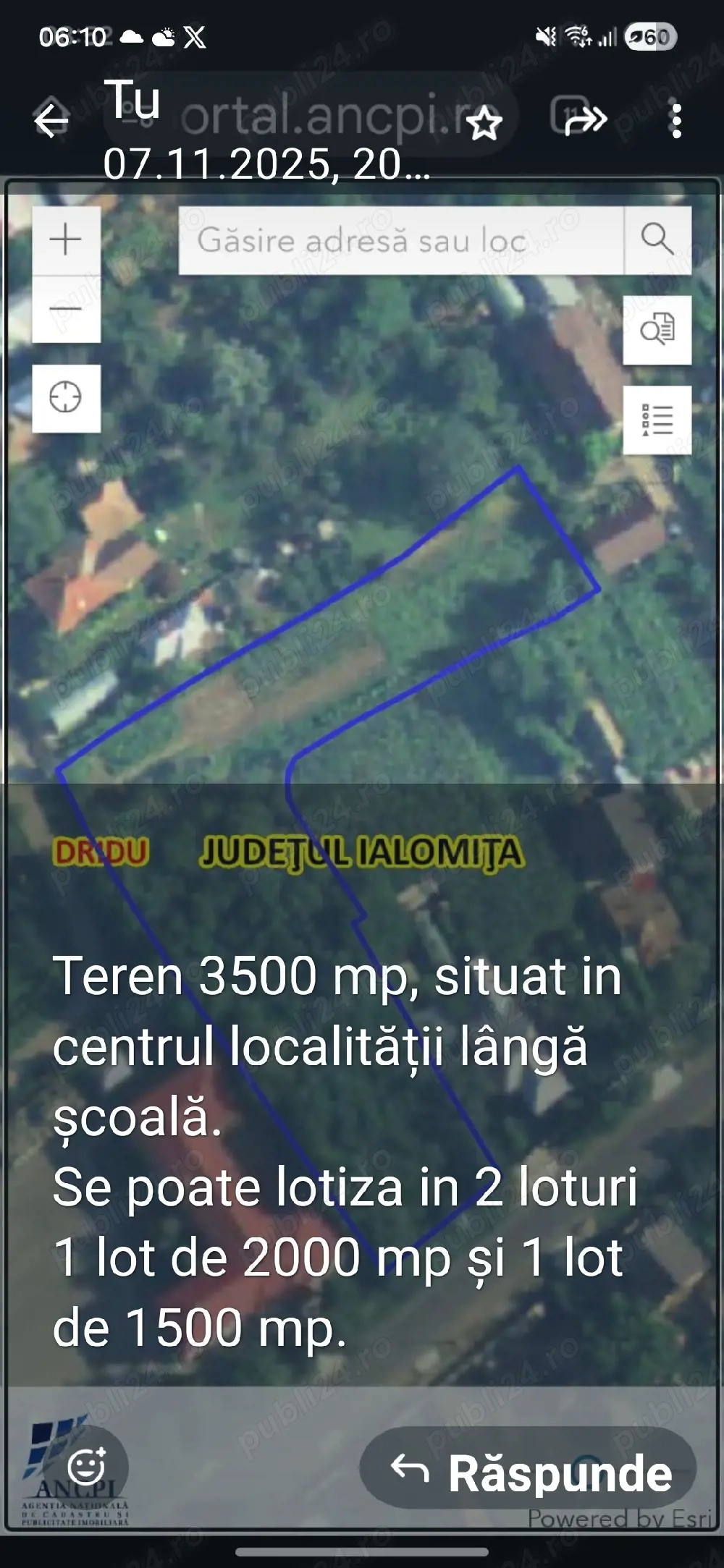  Teren intravilan 3500 mp  în apropiere de Bucuresti