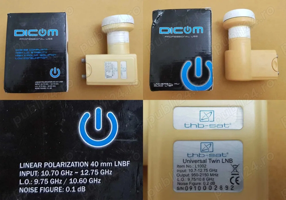 LNB cu 2 iesiri pentru Antena Parabolica de Satelit - Vintage