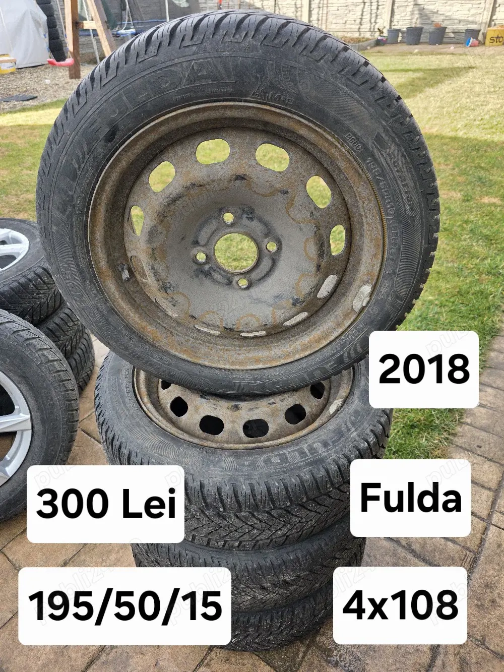Set 4 jante otel 4x108 cu anvelope 175/65/14