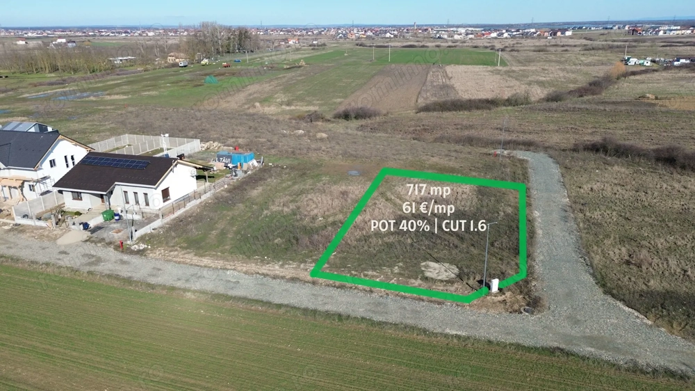 Moșnița Nouă: teren SAD 717 mp pe colț | P+2E+M | 61 €/mp