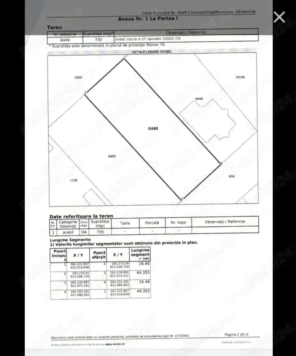 Teren de VANZARE în Sântandrei 730 mp