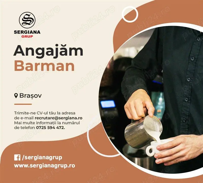 Barman pentru restaurantele Sergiana 