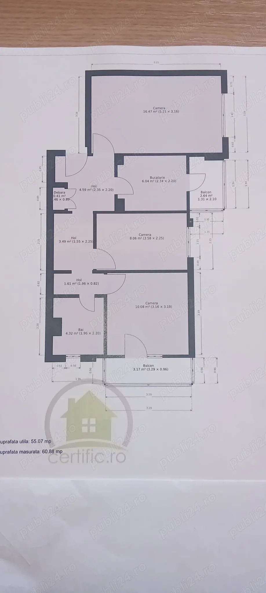 3 cam decomandat Zona Lipovei Centrala gaz 2 balcoane
