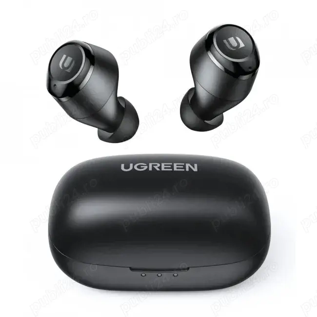 Toc Casti in-ear Ugreen WS100, TWS, Bluetooth, cablu incarcare, negru