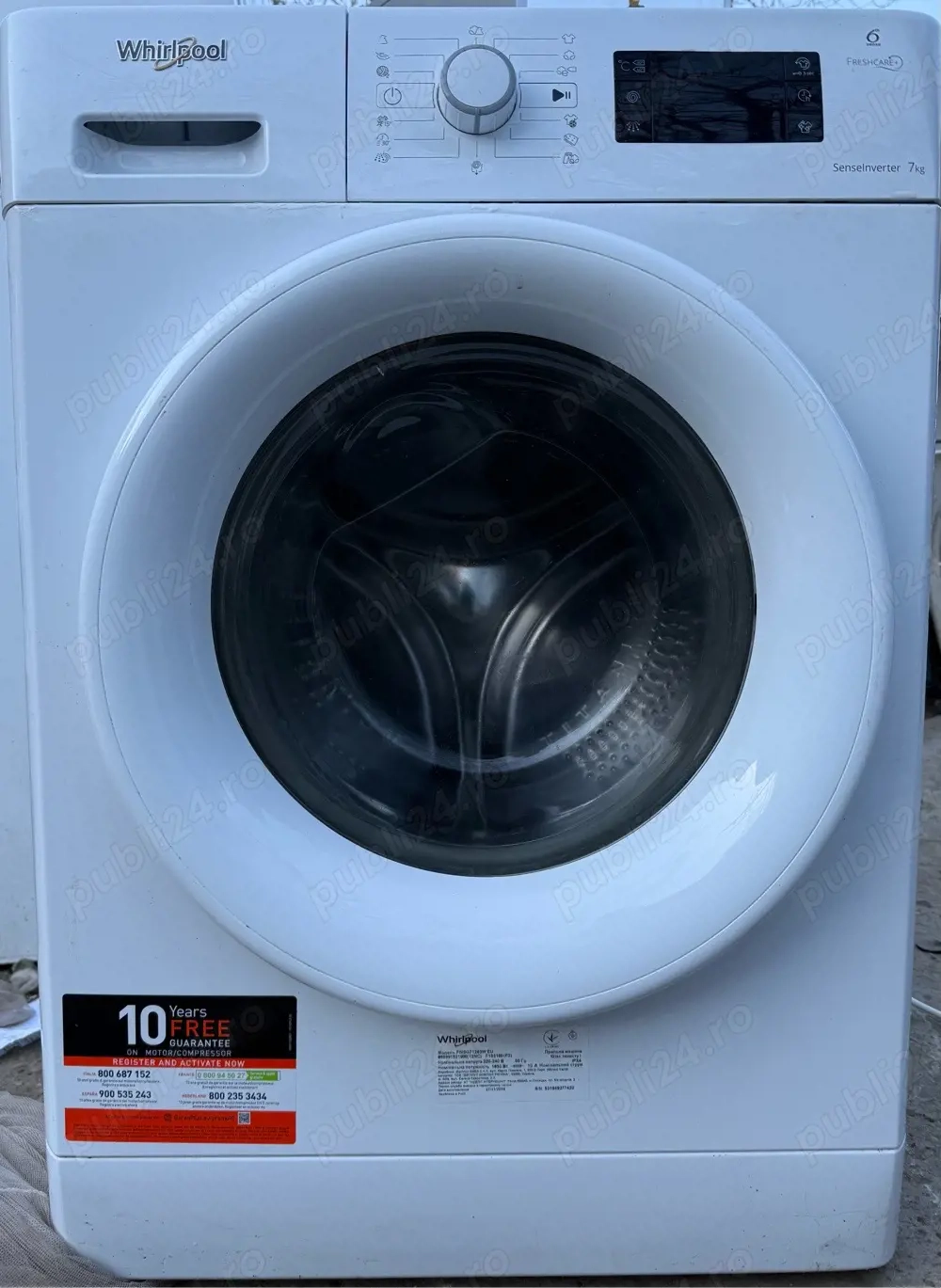 slim Whirlpool FWSG71283W FreshCare+, 1200 RPM, 7 kg, Clasa A+++