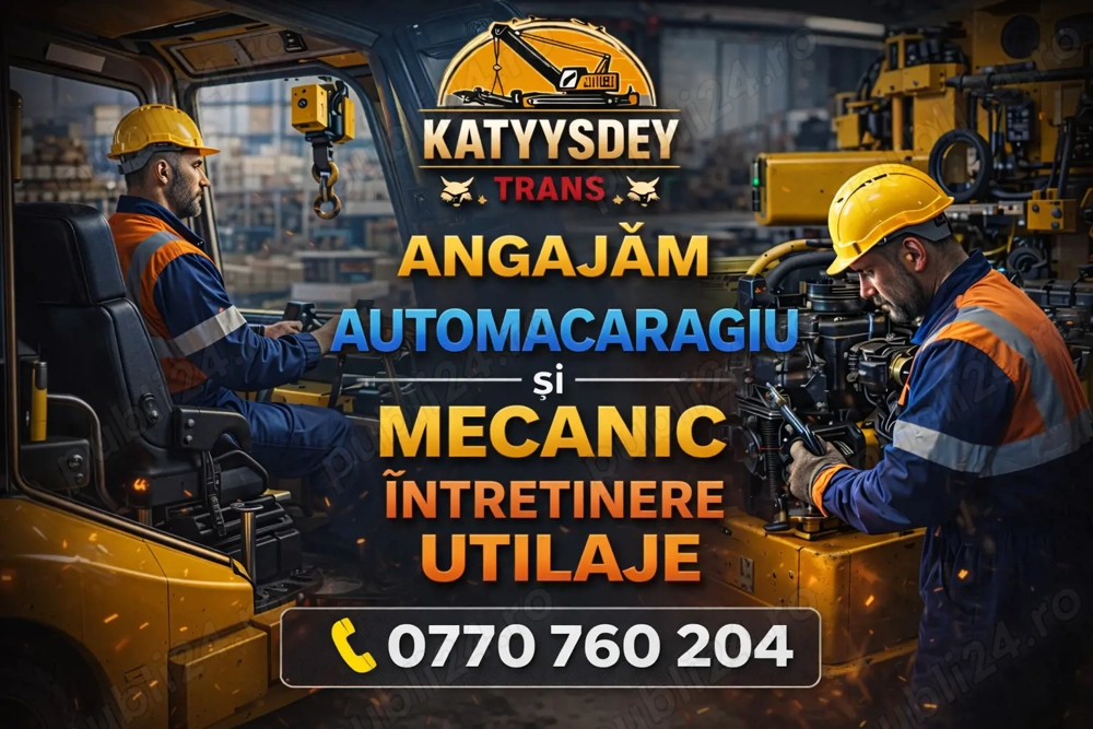  KATYYSDEY TRANS - Angajăm Automacaragiu & Mecanic Întreţinere Utilaje