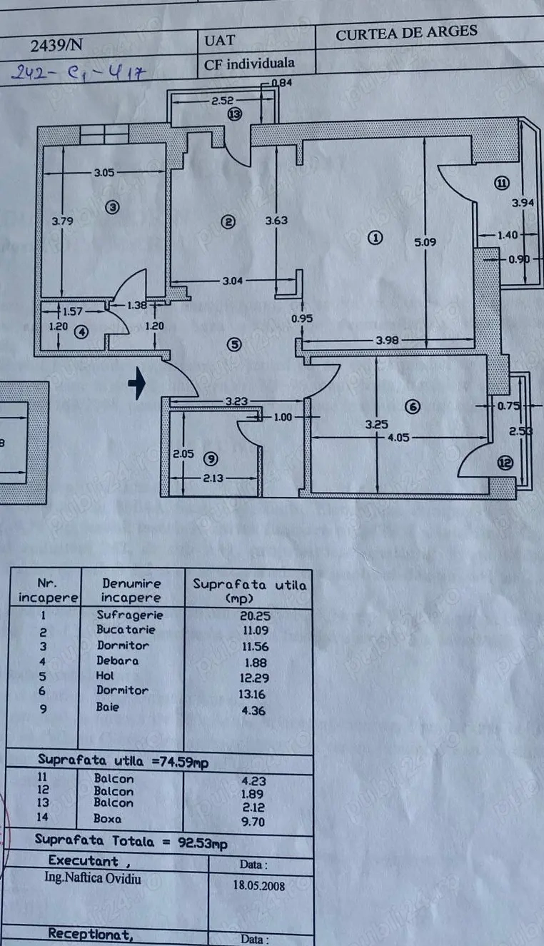 Apartament 3 camere 93 mp   Zonă centrală   Bloc cu lift 