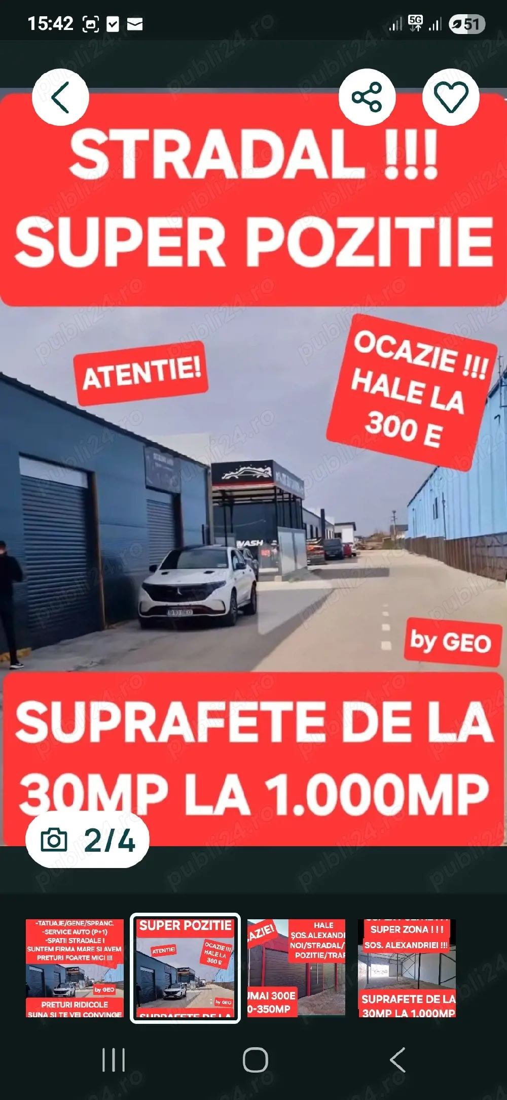 HALE ȘOS ALEXANDRIEI Stradale 30-350mp La numai 300 euro Super Vad Super Trafic Super Pozitie