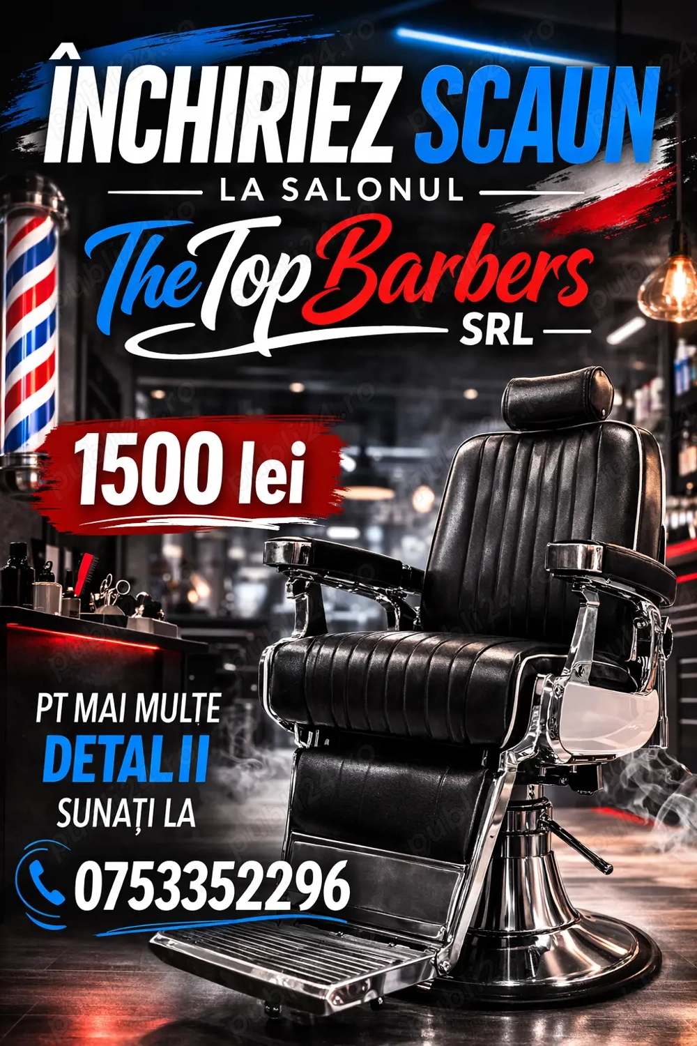 Închiriere scaun frizerie The Top Barbers Cluj-Napoca 