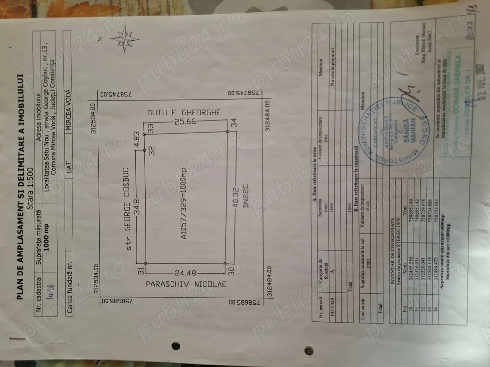 Vand  teren 1000mp Satu Nou  Medgidia