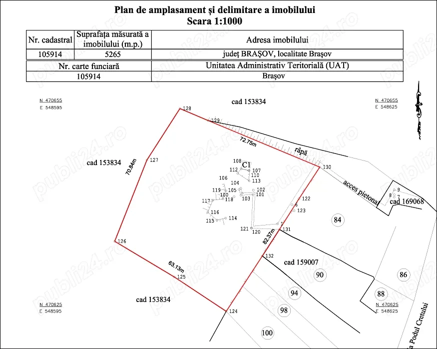 Teren parțial curți construcții, Schei - Podul Crețului.