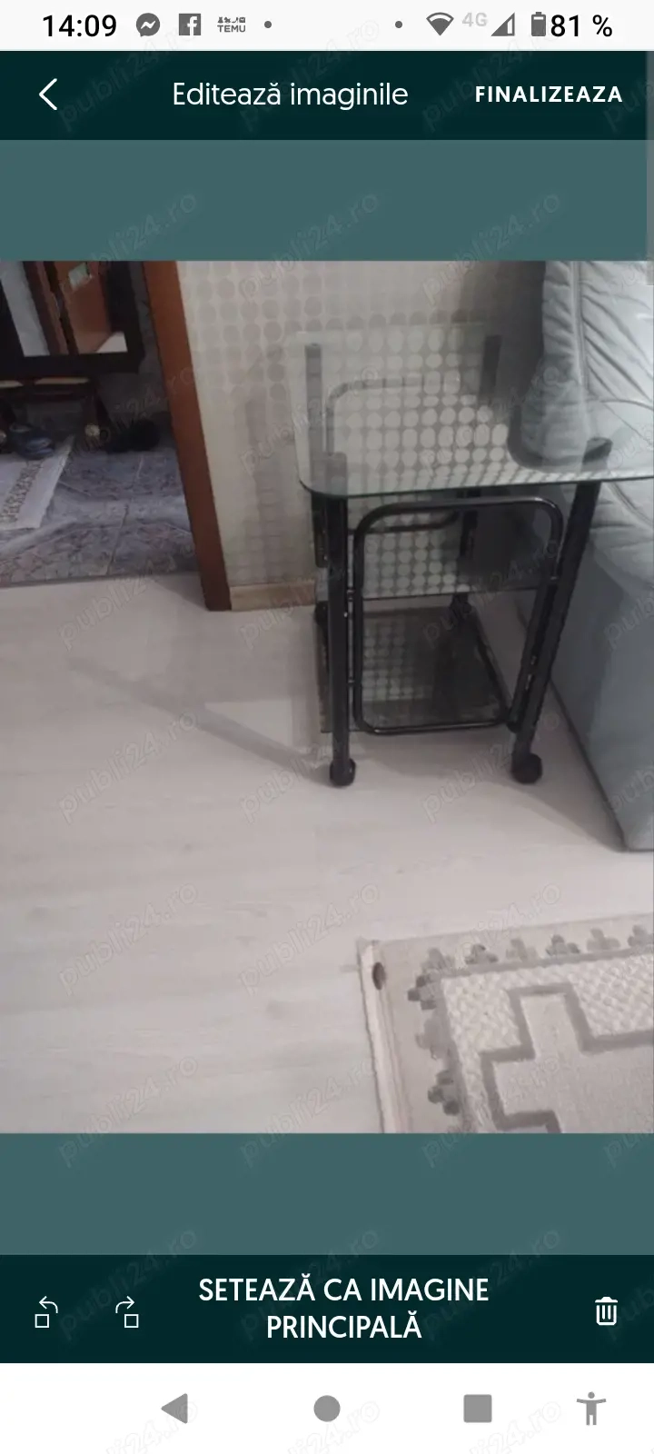 Masa sticlă pe rotile